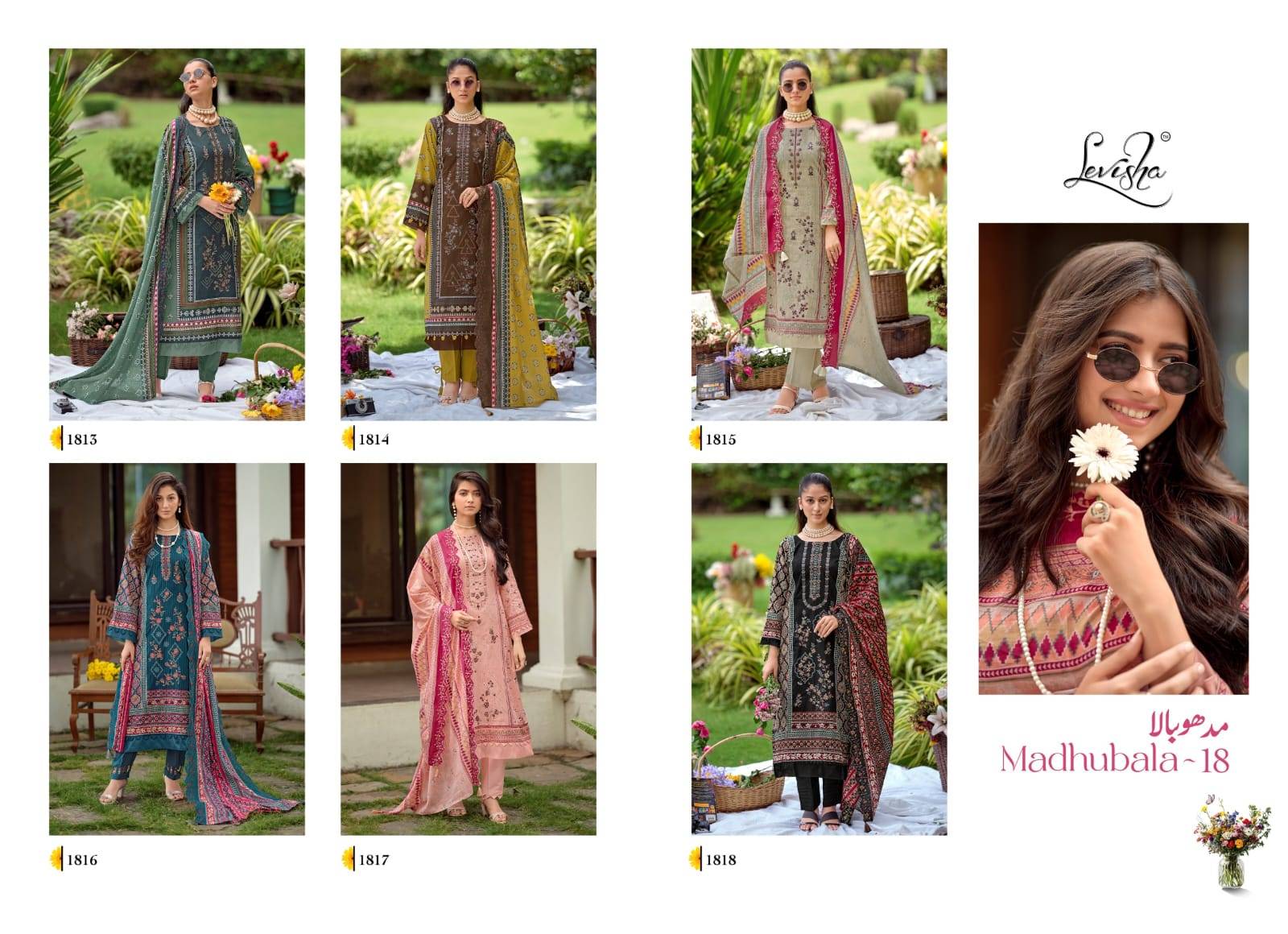 Madhubala Vol-18 By Levisha 1813 To 1818 Series Beautiful Festive Suits Stylish Colorful Fancy Casual Wear Cemric Lawn Cotton Dresses At Wholesale Price